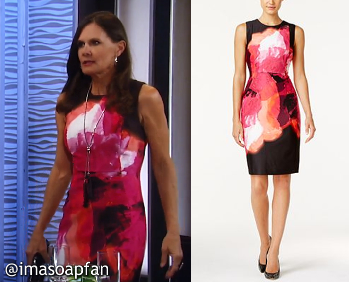 Lucy Coe, Lynn Herring, Pink and Black Abstract Print Dress, Calvin Klein, GH, General Hospital