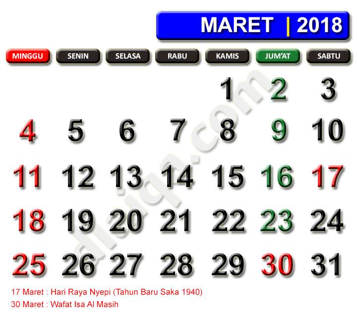 D'Laiqa Arena: Kalender 2018, Jumlah Libur Dan Cuti 