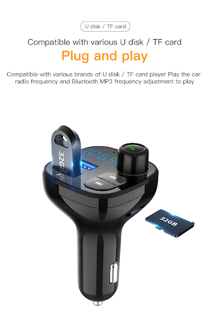 iMars BT12Q QC3.0 Bluetooth Music Hands-Free Calling Car Charger 