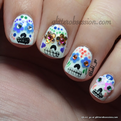 Halloween Nail Art, Sugar Skulls Nail Art