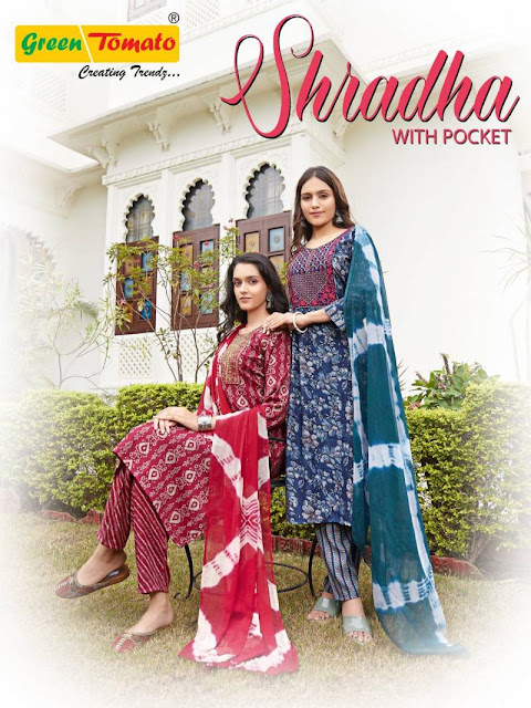 Green Tomato Shradha Capsual Printed Kurti Bottom With Dupatta Best Rate Surat Textile Market