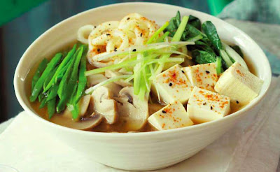 Miso Soup with Udon Noodles and Togarashi 