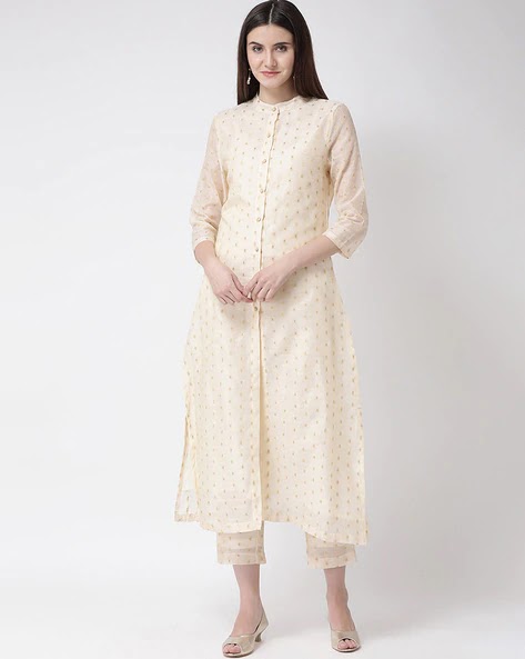 AAYNA  Textured 2-Piece Straight Kurta Set