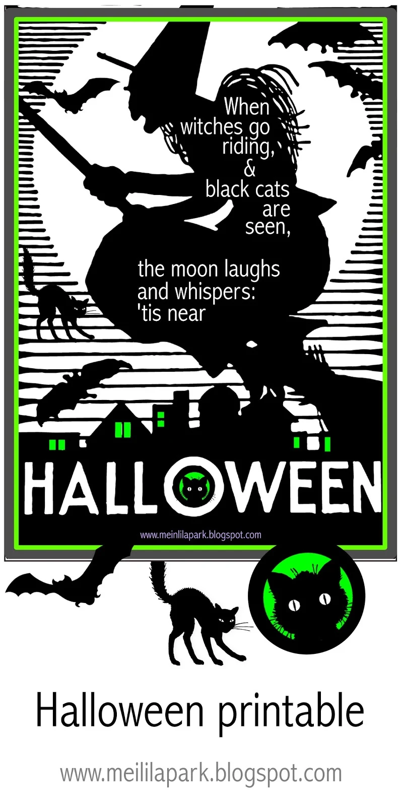 Free printable Halloween quote print ausdruckbares Halloweenposter