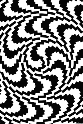 Large pixelated hypnotic spiral animations