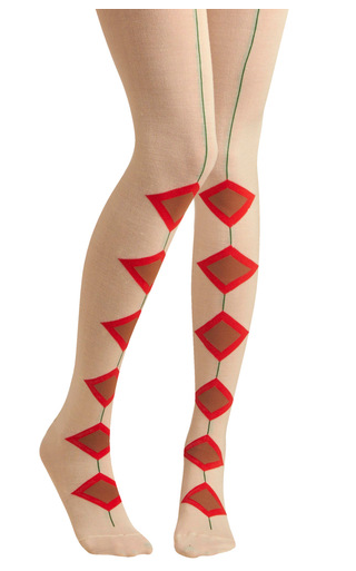 Modcloth pale stockings with geometric print feature