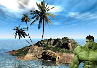 Hulk Free Wallpapers Mad Green Monster at the corner in 3D Island background