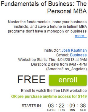 CreativeLive offering free course of Business fundamentals