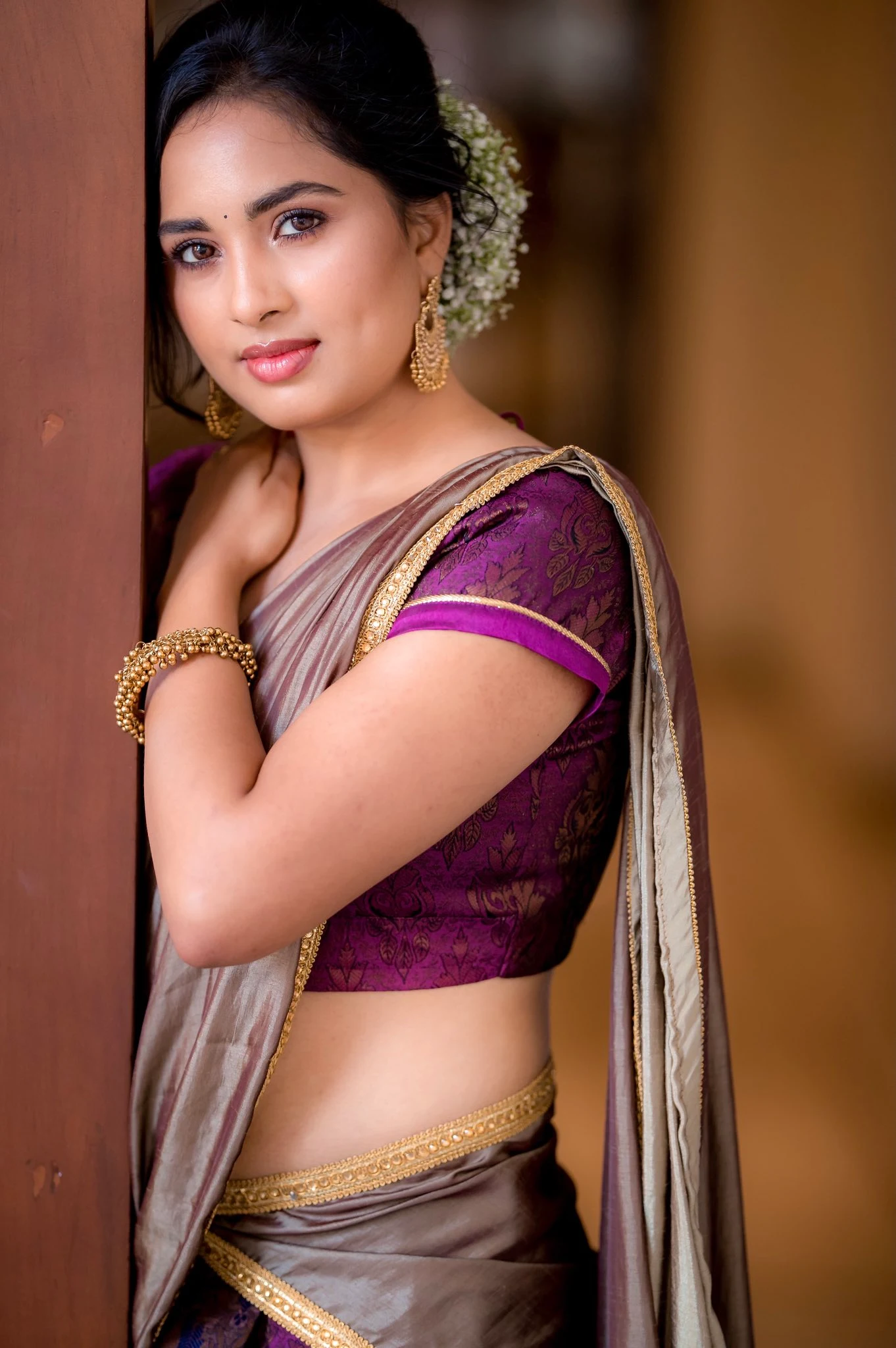 Actress Srushti Dange Latest Cute Saree Stills