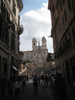 Bike riding toward the Spanish Steps.