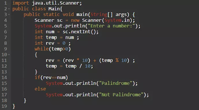 Check if a number is Palindrome or not java