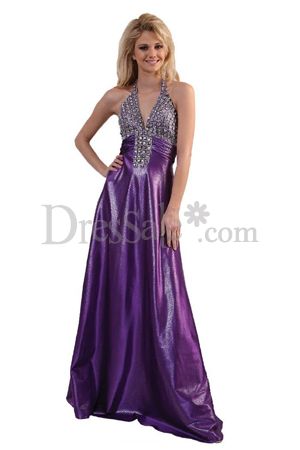 Top-Ranking Purple Prom Dresses with Sweet Halter Neckline