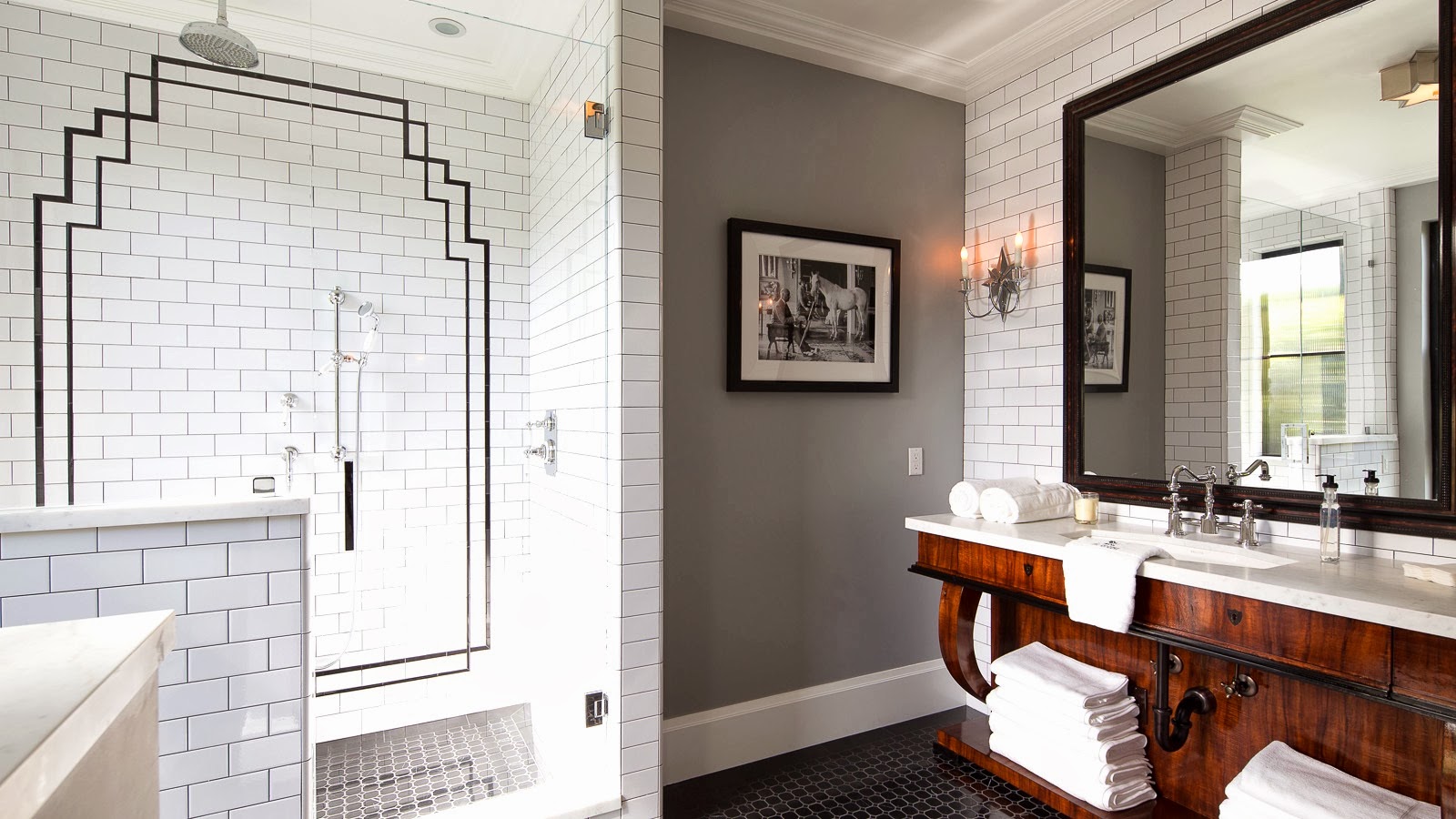 traditional white bathroom Art Deco Bathroom