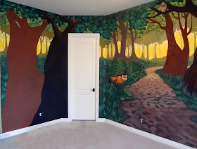 forest wall mural, kids room forest wall mural, portland muralist kids rooms, nursery mural