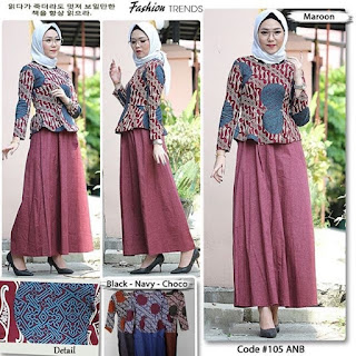 Baju Gamis batik Kombinasi Satin