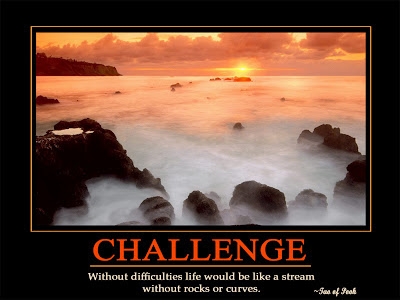 Challenge  Without difficulties life would be like a stream  without rocks or curves