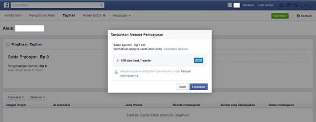 Step by Step Deposit/Pengisian Saldo Akun Facebook Ads via Transfer ATM