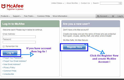 mcafee download already have account