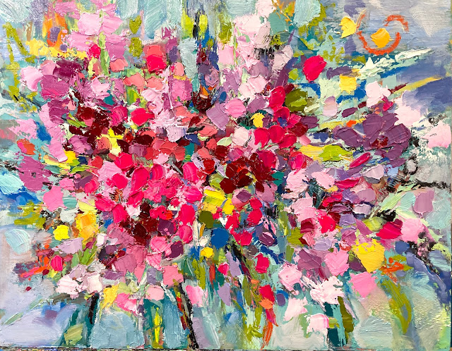 abstract flowers oil painting
