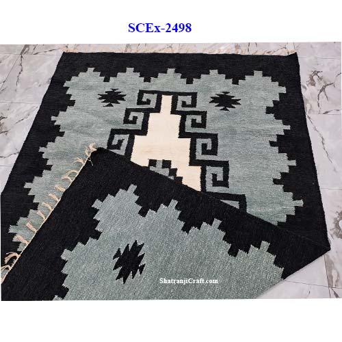 Handwoven (4x6 feet) Shatranji rugs, floormat for living room শতরঞ্জি SCEx-2498
