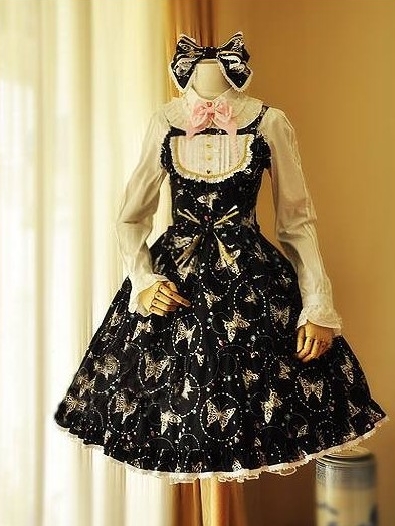 Classic Butterfly Printed Bow Rococo Lolita Dress