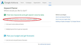 search for keywords on keyword planner