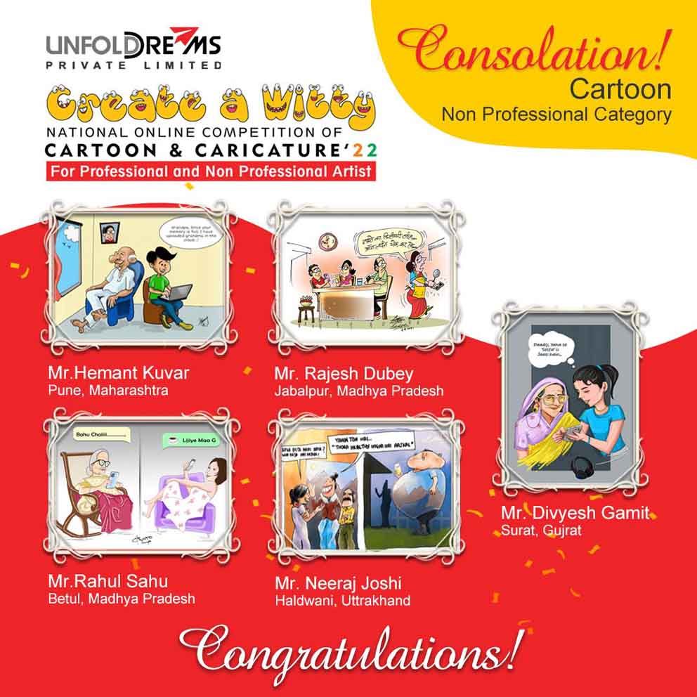 Winners of National Online Competition of Cartoon & Caricature in India