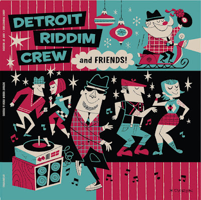 The cover illustration depicts rude boys and girls dancing to music playing on a record player; in a corner, Santa rides on a Vespa sleigh carrying a record with a bow on it.
