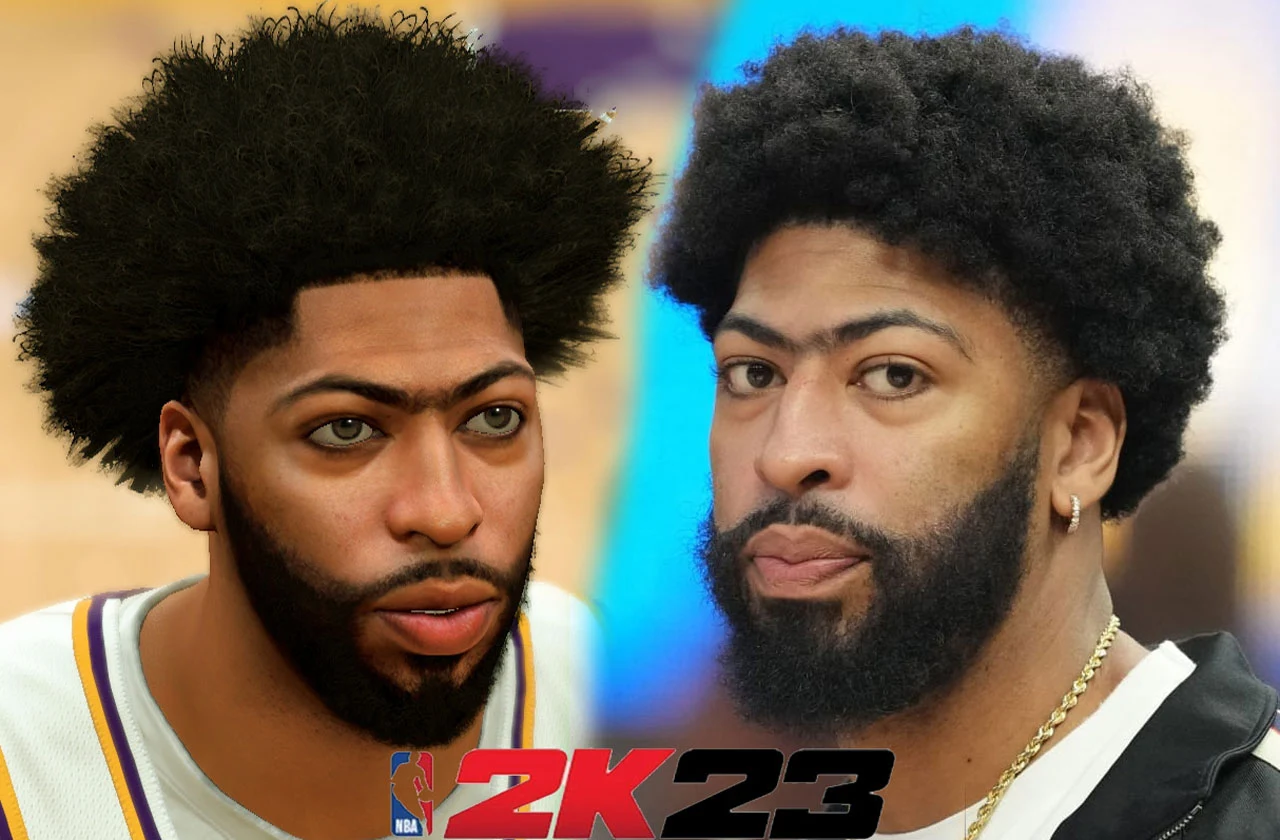 NBA 2K23 Anthony Davis Cyberface with Afro Hair