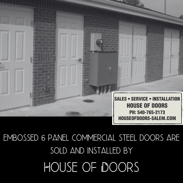 embossed 6 panel commercial steel doors are sold and installed by House of Doors