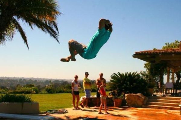 Funny Poses Above the Pool