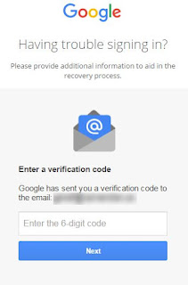 Google has sent you a verification code to the email
