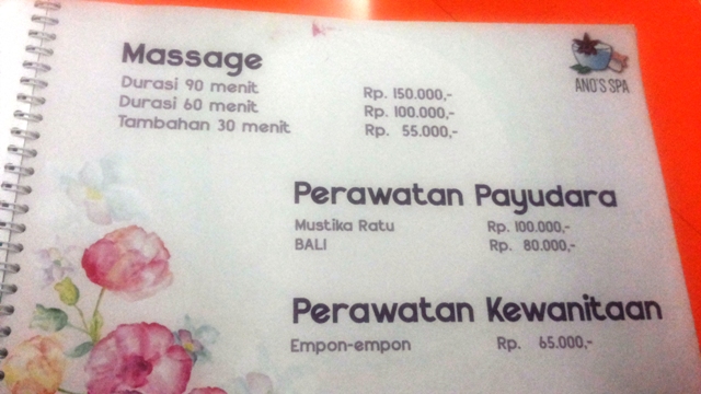 Daftar Harga Perawatan Lain-Lain - Ano's Spa