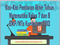 Kisi-Kisi Penilaian Akhir Tahun Matematika Kelas 7 dan 8 SMP/MTs Kurikulum 2013