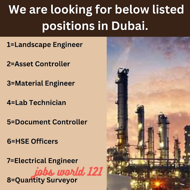 We are looking for below listed positions in Dubai.