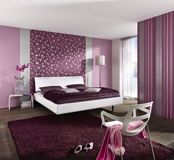 25 purple bedroom ideas, curtains, accessories and paint colors - StripeD Purple BeDroom Wallpaper IDeas For Womens BeDroom
