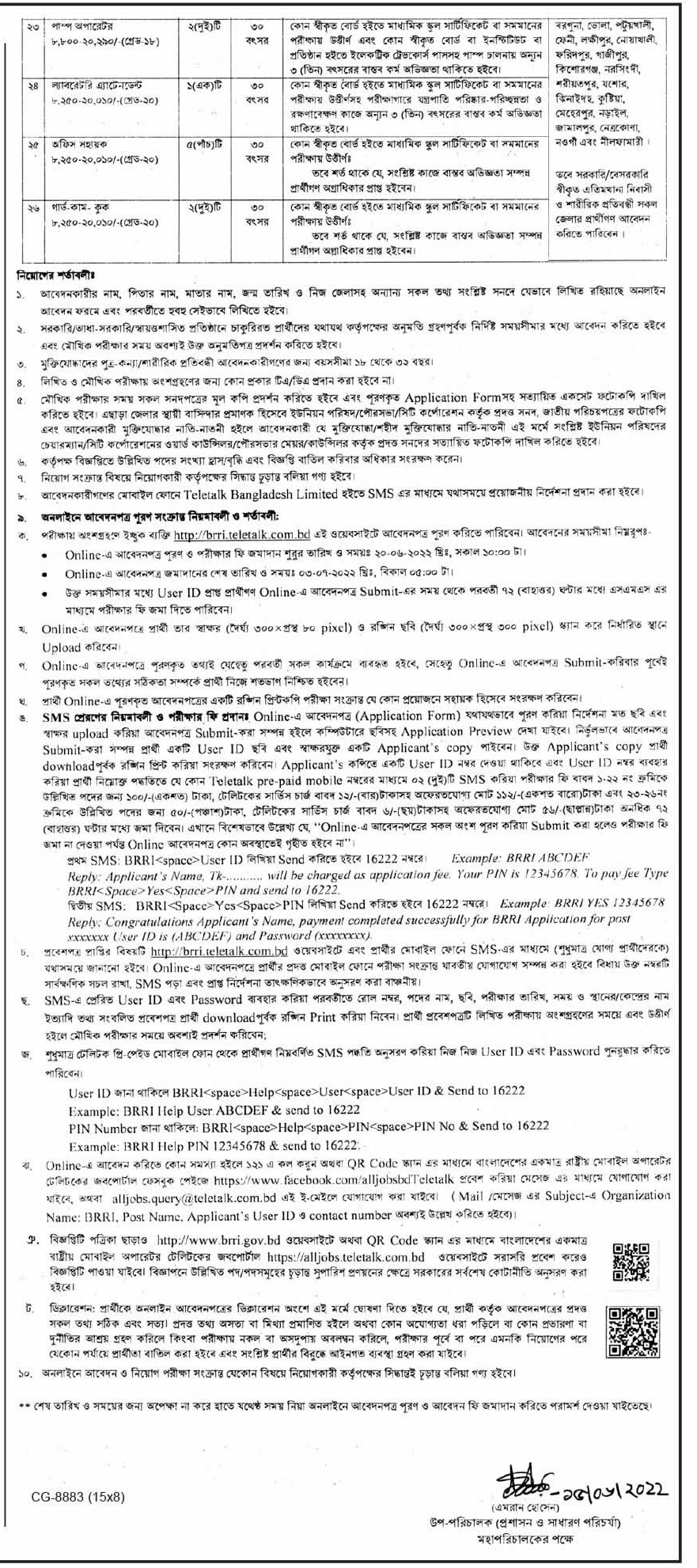 BRRI Job Circular 2022