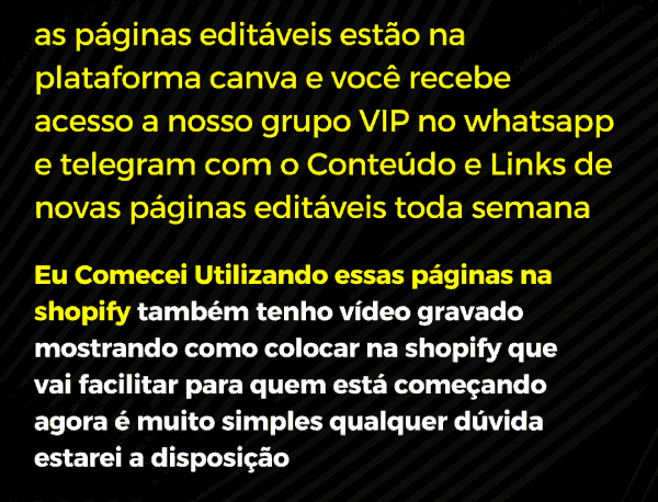 LANDING PAGE LANDING PAGES DE ALTA CONVERSÃO COM EXPERIÊNCIA VISUAL EDITÁVEL EDITÁVEIS DROPSHIPPING PRODUTOS SHOPIFY YAMPI CARTPANDA WORDPRESS