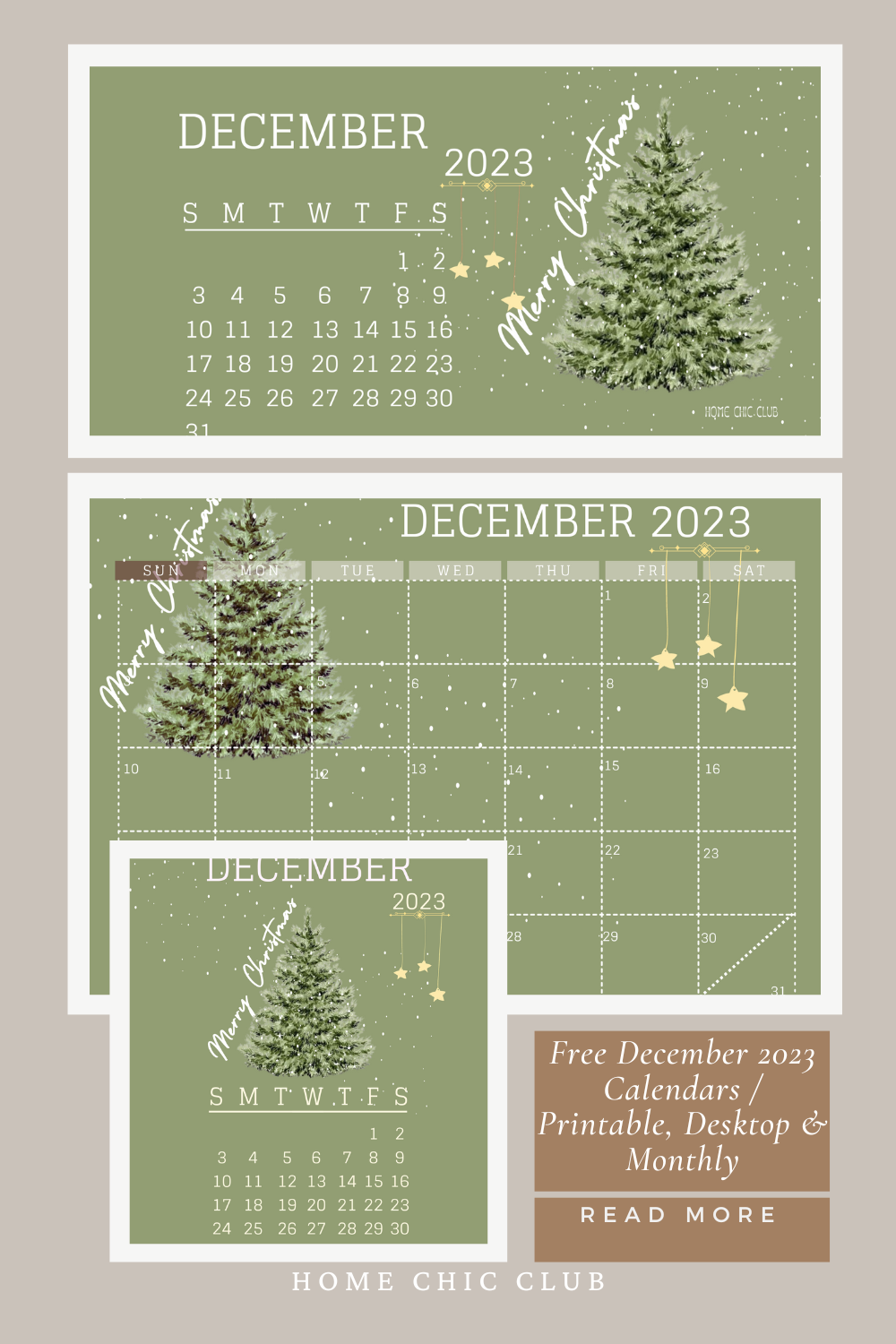 Free December 2023 Calendars / Printable, Desktop & Monthly