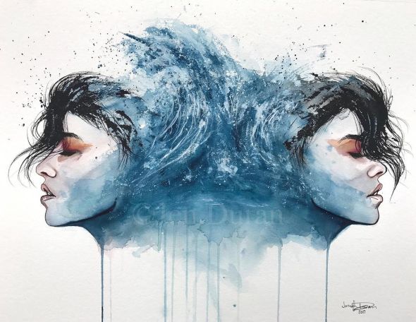 Jen Duran instagram arte pinturas aquarelas surreais mulheres