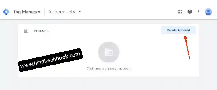 google tag managar create account