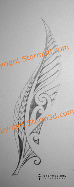 First I made a sketch silver fern maori tattoo design