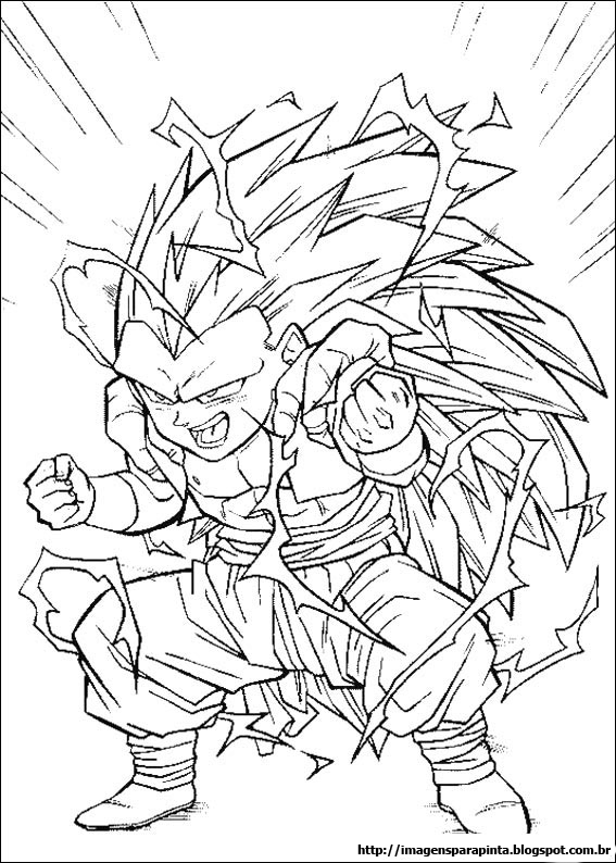 Dragon ball z super sayajin - Desenhos preto e branco para colorir