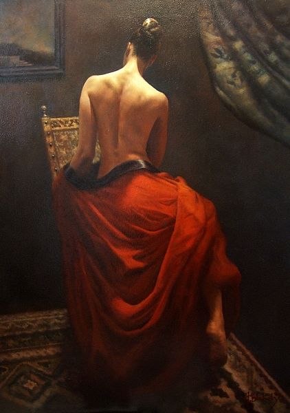 Hamish Blakely pinturas estilo clássico corpos realistas mulheres de costas ombros sensual