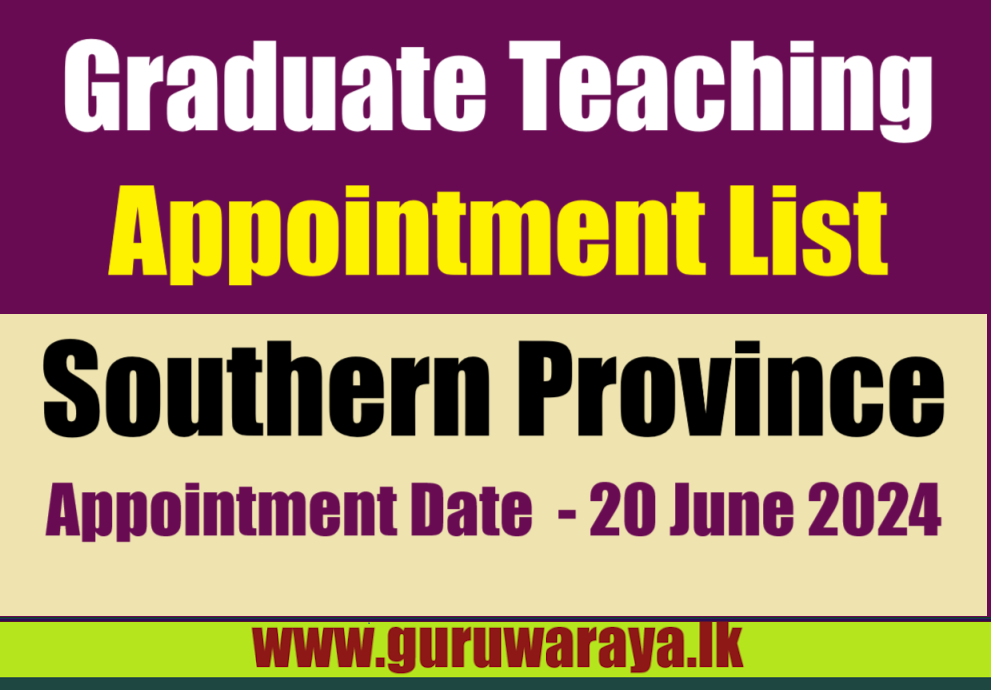 Graduate Teaching Appointments - Southern Province