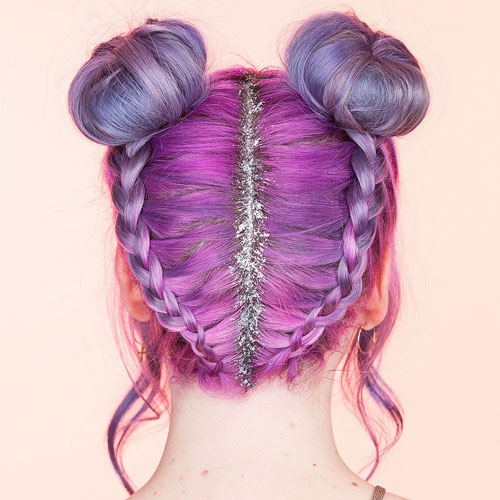 Tipos de trenzas decoradas: Trenza con purpurina