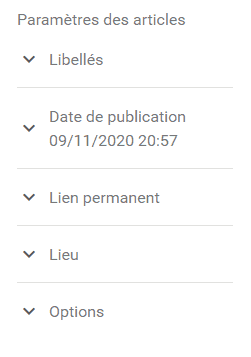 Paramètres des articles Blogger