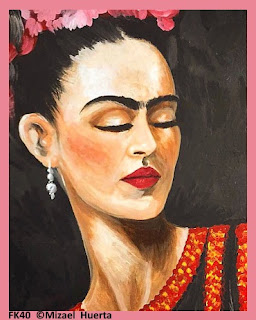 ultra feminine frida kahlo painting fabric