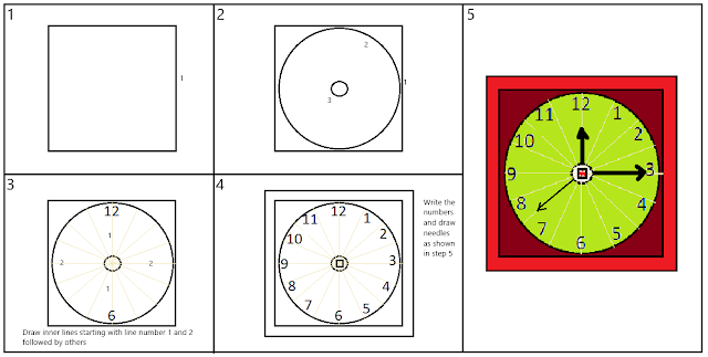 Easy wall clock drawing image
