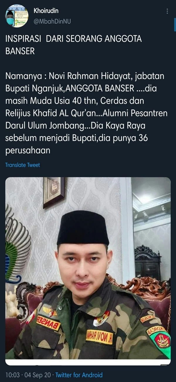 terhadap Bupati Nganjuk Novi Rahman Hidayat  Saat jadi Bupati -- diaku Kader, Saat kena OTT -- tidak diaku Kader